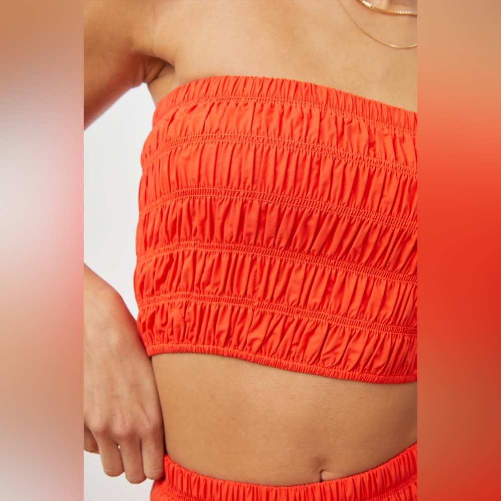 NWT Rails Selma Tube Top XS | Coral Smocked Strapless Crop Top